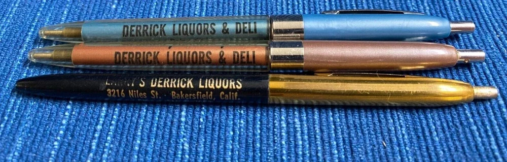 Vintage Pen Lot Derrick Liquors & Deli Bakersfield California Advertising 971A